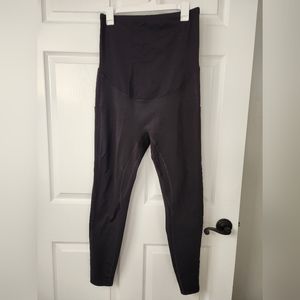 Maternity fleece-lined leggings with side pockets